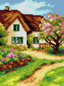 Orchidea Needlepoint canvas for halfstitch without yarn Cottage 2832F - Print... - Picture 1 of 1