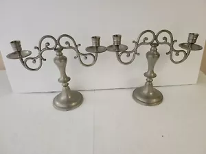 2 Vintage Krone & Rose Zinnguss Doppel Kerzenständer Made in England - Bild 1 von 8