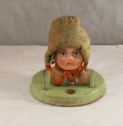 ANTIQUE VICTORIAN FIGURAL DOLL HEAD BUST SEWING THREAD HOLDER 