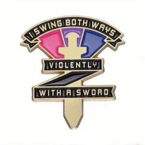 Enamel Pin- I Swing Both Ways Violently w/ Sword - She-Ra Bisexual Pride - SPOP - Picture 1 of 2
