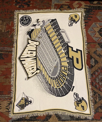 Vintage Purdue University Boilermakers Football Tapestry Woven Throw Blanket Cover