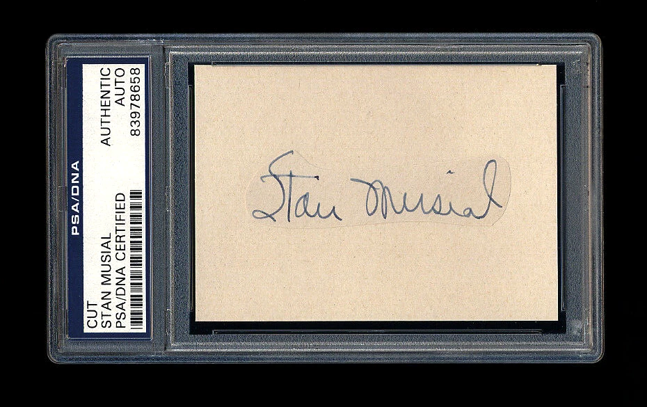 STAN MUSIAL VINTAGE PLAYING ERA SIGNED MINT CUT PSA/DNA SLABBED AUTOGRAPHED - Image 1 of 1