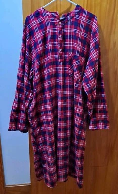 Мужская фланелевая ночная рубашка Silverts с открытой спиной L красно-бело-синяя клетчатая с длинным рукавом - Изображение 1 из 4