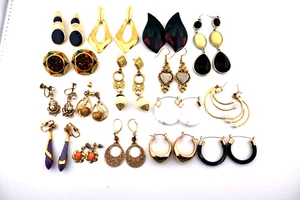 Lot Of 16 PRS. Dangle, Hoop, Stud, Enamel, Faux Pearls, Stones, TAI Earrings - Picture 1 of 6