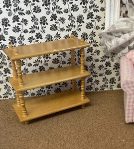1/12th Dolls House Miniature Pine Set of Shelves NEW Display Book Case Ornaments - Picture 1 of 2