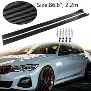 86.6'' Side Skirt Extension Rocker Panel Fits BMW E90 E92 E93 06-21 Carbon Fiber - Picture 1 of 7