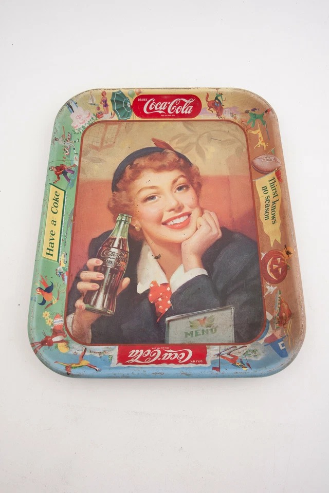 Coca Cola Tray Thirst Knows No Season Have a Coke (C4L) Vintage Metal Serving - Image 1 of 4