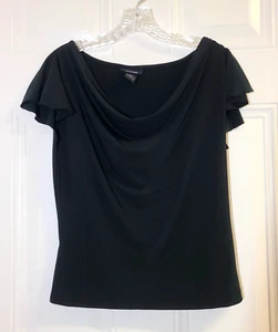 Express Drape Neck Womens Size L Short Split Flutter Sleeves Stretch Pullover - Picture 1 of 9