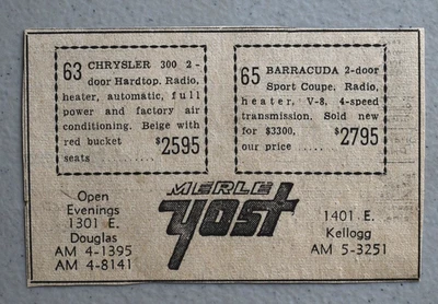 1965 Plymouth Barracuda автомобиль дилерский винтажный 1965 газета вырезки печатная реклама - Изображение 1 из 2