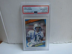 PSA 10 Auto 1984 Topps #123 Dan Marino On Card Auto RC Dolphins - Imagen 1 de 2