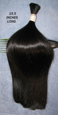 CORTE DE PELO HUMANO 15,5 PULGADAS NIVEL II NEGRO COLA DE CABALLO MUÑECAS RENACIDAS COSPLAY H22 Foto 1 de 4