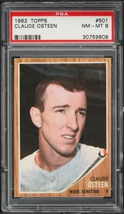 1962 Topps BB Card #501 Claude Osteen Washington Senators PSA 8 NM-MT - Picture 1 of 2