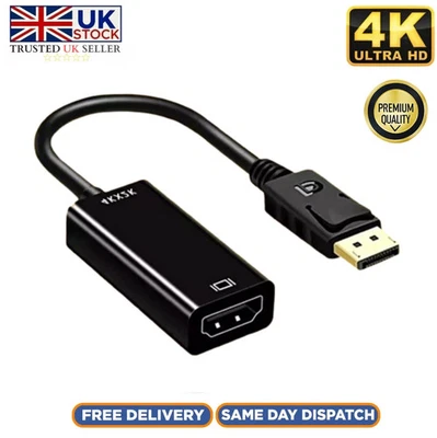 4K Display Port DP To HDMI Female Cable Adapter Converter Display Port for HDTV - Image 1 of 4