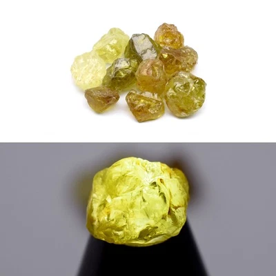 💎Lote de 10 piezas de granate grosular verde amarillento natural áspero de 22,75 quilates - gemas de África Foto 1 de 4