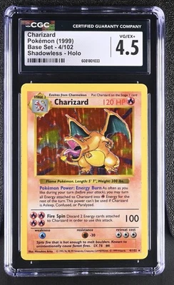 CGC 4.5 Charizard 1999 Base Set 4/102 Shadowless Holo Pokemon Card - Image 1 of 2