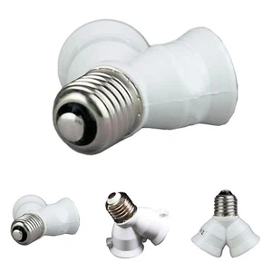 E27 to 2x E27 Lamp Socket Splitter Adapter for Dual Bulb Base Connection - Picture 1 of 11