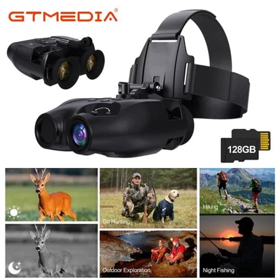 FHD Night Vision Goggles Binoculars Digital IR Head Mounted Hunting Rechargeable - Image 1 of 4