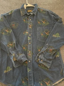 VINTAGE Eddie Bauer Hemd Damen mittelblau Flanell Langarm Kolibri " - Bild 1 von 6
