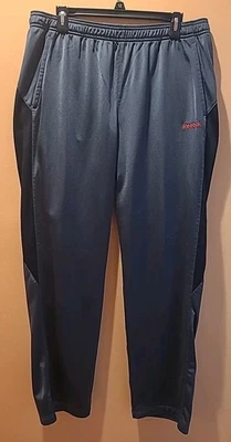 Мужская 2 изделия XL Reebok серый w/черный полоски молнии куртка и бегун брюки комплект - Изображение 1 из 4