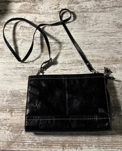 Borsa a tracolla The Sak in pelle di onice nera demi pochette con cerniera - Foto 1 di 5