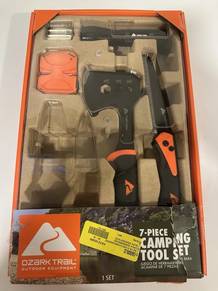 Ozark Trail 7-Piece Camping Tool Set with Hammer, Axe, Flashlight, Missing 2 PCs - Image 1 of 1