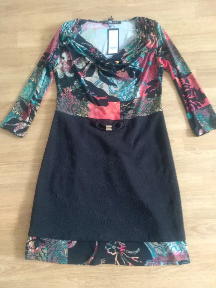 Kleid NEU Gr. 38 in schwarz/gemustert, 3/4 Arm - Bild 1 von 1