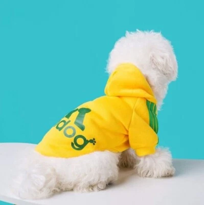 NEW! Adidog Dog Hoodie Sweater with Hood for Small Dogs up to 2lbs (Yellow, XS) - Image 1 of 2