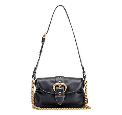 Pinko女式Jolene单肩包迷你包带金属表带Z99Q黑色 — 第 1/4 张图片