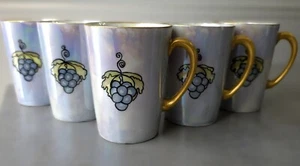 Set 5 Antique JandC BAVARIA Handpainted Lusterware Porcelain MUGS Artist Signed - Picture 1 of 6