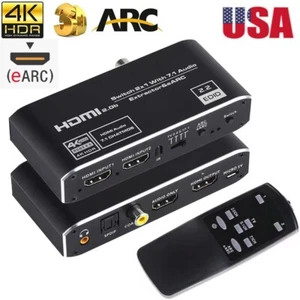 2x1 4K HDMI Switch eARC Audio Extractor with ARC Optical Toslink HDMI 2.0 Switch - Picture 1 of 11