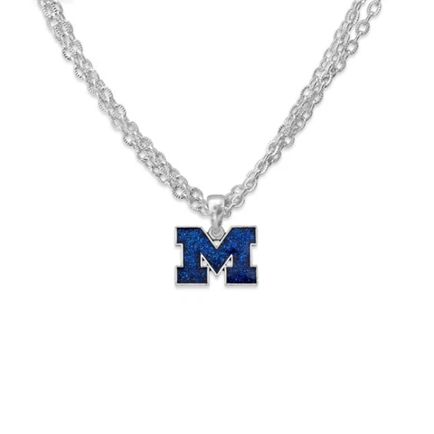 Michigan Wolverines Game Day Glitter Necklace Jewelry Gift Licensed UM Cover