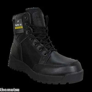 BLACK LEATHER 6" TACTICAL BOOTS SIZE 6 7 8 9 10 11 12  - Picture 1 of 1