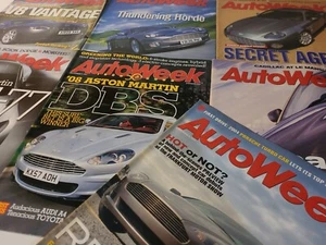 Lot of 7 AUTOWEEK Magazines (1999 - 2008) w/ ASTON MARTIN Covers - DBS, ONE-77 - Imagen 1 de 8