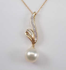 1.30Ct Round White Pearl Dangle Women's Pendant 14K Yellow Gold Plated 18 Chain