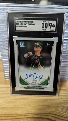 Matt Chapman ROOKIE 1st AUTO SGC 9 Auto 10 2014 Bowman Chrome Draft Autograph - Image 1 of 2
