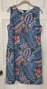 Talbots Shift Dress L Petite Multicolor Floral Knit Sleeveless Casual Career - Picture 1 of 7