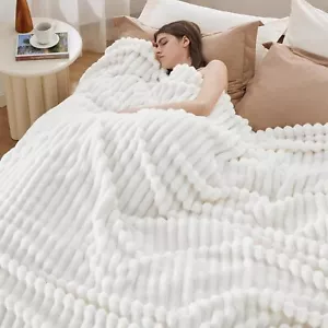 Bed Blanket - Soft Blanket for Women, Cute Blanket, Beige, 108x90 inches - Picture 1 of 8