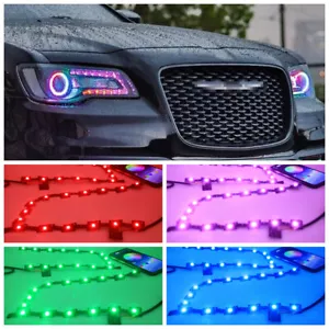 For Chrysler 300C 2011-2021 RGBW LED DRL Board Headlight Apps Bluetooth Control - Picture 1 of 7