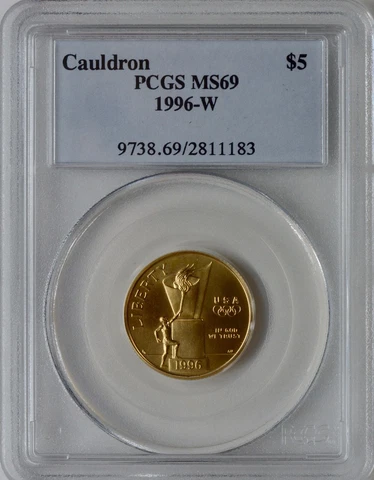 1996-W Olympic Cauldron Five Dollar $5 Commemorative Gold Coin PCGS MS69 Cover
