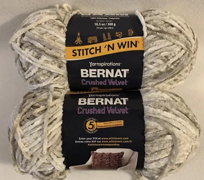 Bernat Crushed Velvet Yarn Lot Of 2 Skeins White 315 Yards Each Skein 5 Bulky - Image 1 of 4