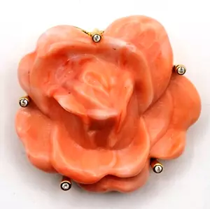 JOAN RIVERS KUNSTKORALLE STRASS ROSE BROSCHE ANSTECKNADEL ANHÄNGER SIGNIERT VINTAGE HARZ - Bild 1 von 3