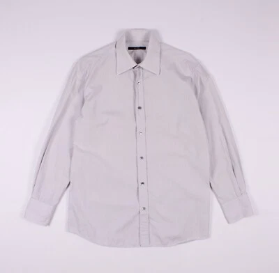Men's Vintage Gucci Tom Ford Era Striped Buttons Up Gray Shirt Size 39 - Image 1 of 4