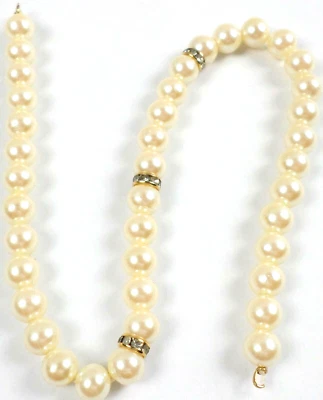 4 - Vintage 12" Champagne Faux 8mm Pearls Bead Strands Rhinestone Hooks Both End Foto 1 de 4