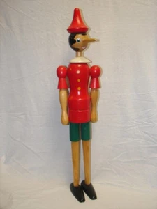 Huge German Style Hand crafted Hand painted Wooden 28 inch Pinocchio Character  - Picture 1 of 5