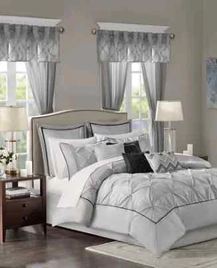 Madison Park Essentials Joella 24-Pc. Room-in-a-Bag, Queen, Grey, New - Picture 1 of 13
