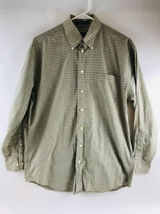 Nautica Shirt Men's Size 15.5 32/33 Tan Mini Check Plaid Long Sleeve Button Down - Picture 1 of 6