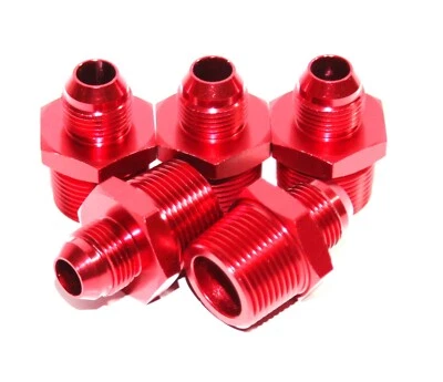 Adaptador de montaje anodizado de aluminio con rosca macho NPT de 5 piezas 8an an-8 a 3/4\" ROJO Foto 1 de 4
