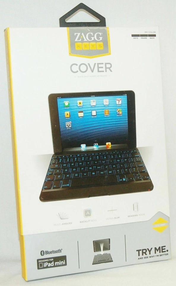 Zagg Keys iPad 1 Mini BLACK Full Keys Bluetooth 7" Keyboard Case Stand Cover yo - Image 1 of 4