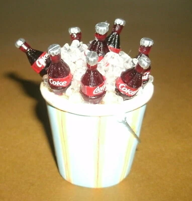 1/12 Scale Ice Bucket of Coca-Cola Bottles (Custom Made Coke Diorama Item) - Image 1 of 4