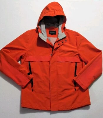 Banana Republic Large Mens Orange Performance Hooded Lined Jacket Rain Hike - Image 1 of 4